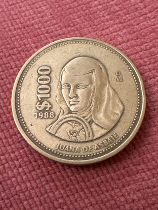 Moneda 1000 Pesos México 1988 Juana de Asbaje