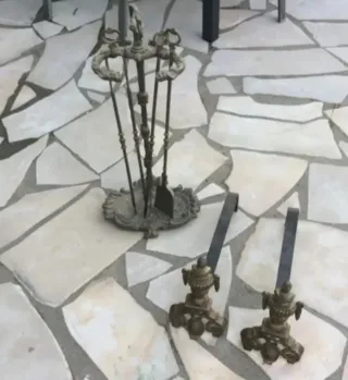 morillos + accesorios para chimenea