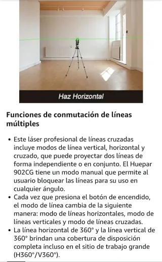 Huepar 902C Nivel Láser 2X360 Verde 40m