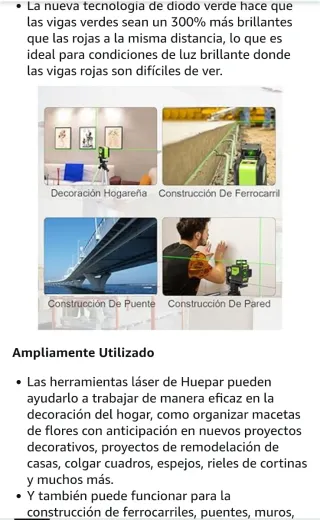 Huepar 902C Nivel Láser 2X360 Verde 40m