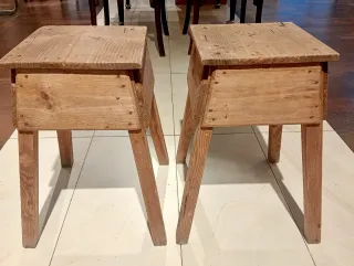 Taburete banqueta madera antiguo restaurado