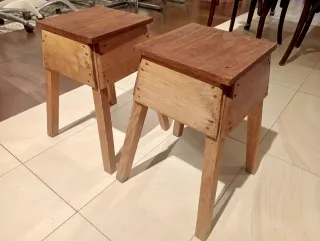 Taburete banqueta madera antiguo restaurado