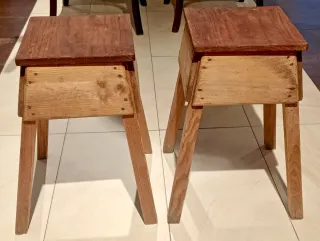 Taburete banqueta madera antiguo restaurado