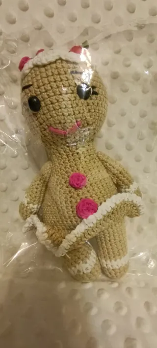 Muñeco de Navidad Tejido Beige y Rosa
