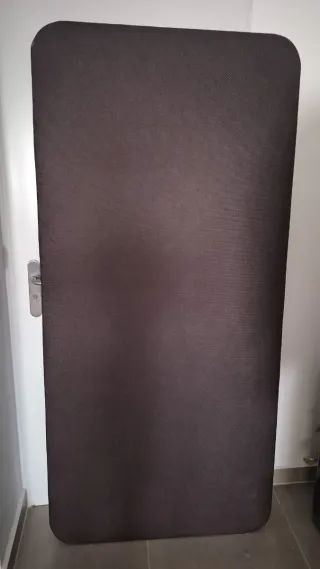 Base Cama 90cm Tela Marrón/Gris