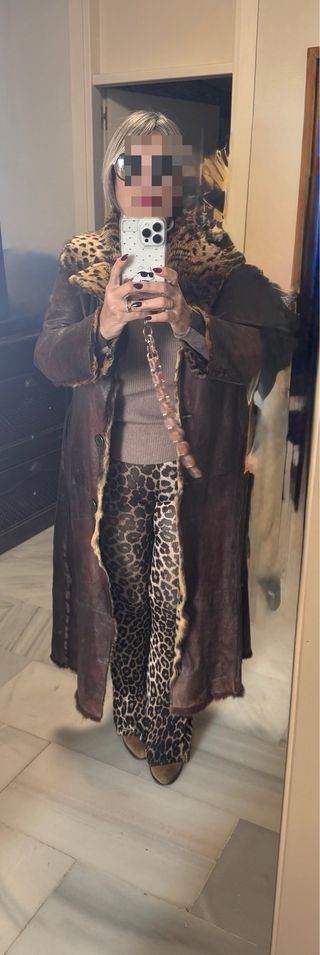 Abrigo Largo Piel Leopardo Reversible