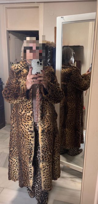 Abrigo Largo Piel Leopardo Reversible