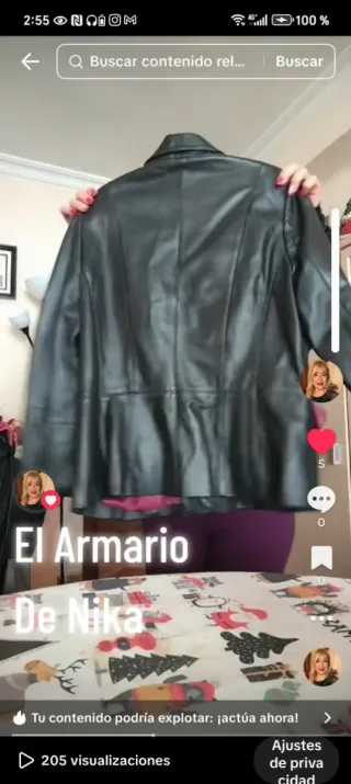 Chaqueta de piel negra
