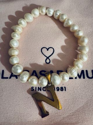 Pulsera Perlas con Charm Letra N