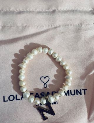 Pulsera Perlas con Charm Letra N