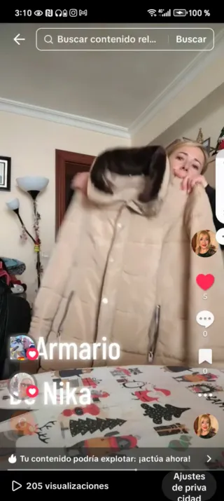 Chaquetón beige chica