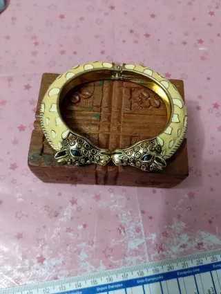 Bracciale vintage giraffa smalto oro giallo