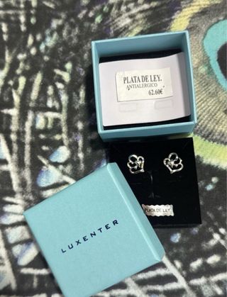 Pendientes Luxenter Corazón Plata Circonitas Color