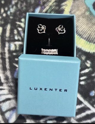 Pendientes Luxenter Corazón Plata Circonitas Color