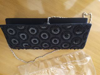 Borsa/Borsetta nera con perline e paillettes