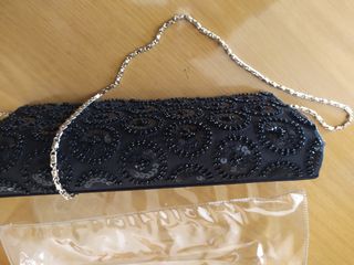 Borsa/Borsetta nera con perline e paillettes