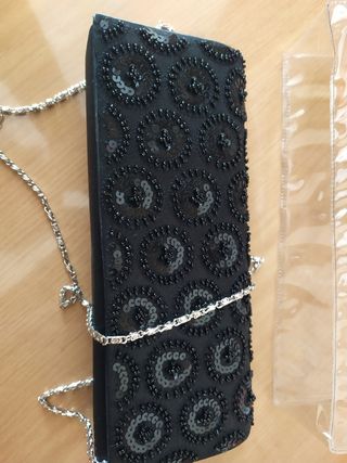 Borsa/Borsetta nera con perline e paillettes