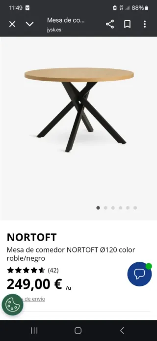 Mesa comedor redonda JYSK NORTOFT Ø120