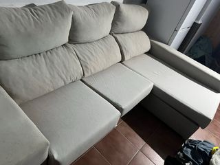 Sofá modular con chaise longue beige