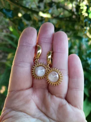 Pendientes Orquídea Encapsulada Oro Blanco