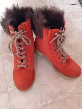 Botines piel serraje rojos talla 39