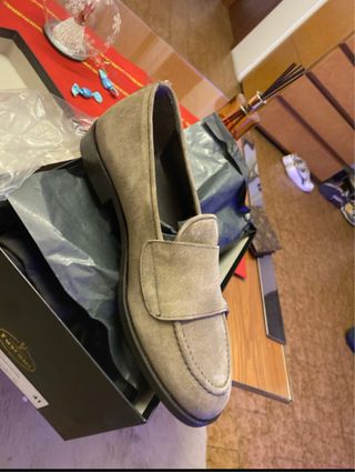 Mocassini Tusconi camoscio tortora doppia fibbia 4