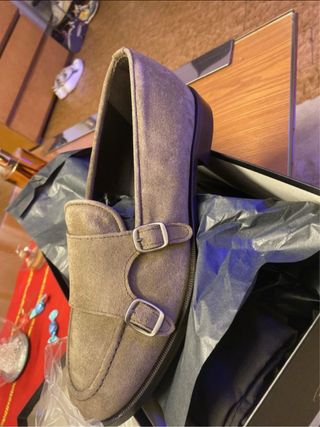 Mocassini Tusconi camoscio tortora doppia fibbia 4