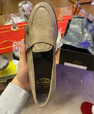 Mocassini Tusconi camoscio tortora doppia fibbia 4