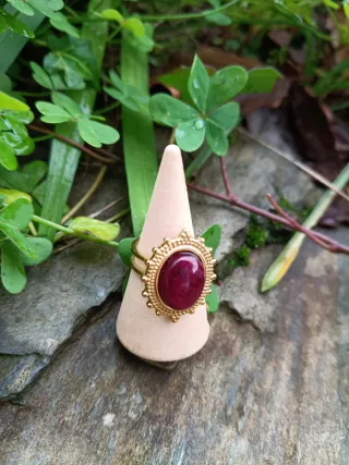 Anillo ajustable pétalos rosa encapsulada