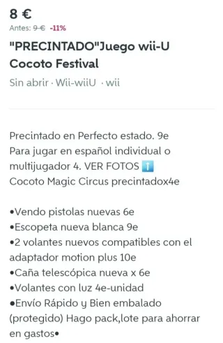 NUEVO.2 juegos wii-U Cocoto+2 escopetas
