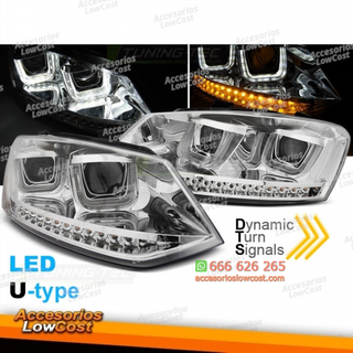 FAROS U-LED LUZ CROMADA SEQ compatible con VW POL
