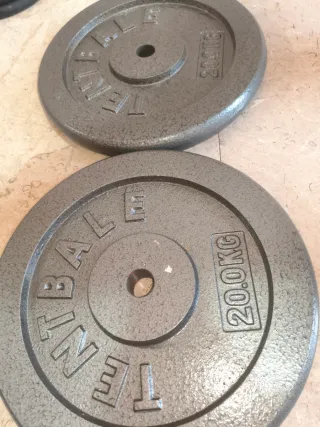 2 Discos Pesas 20Kg Tentable 28mm Como nuevos!!