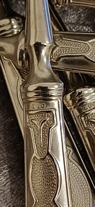 Juego 6 cucharas postre antiguas metal