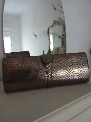 Bolso Bosi Piel Marrón y Multicolor