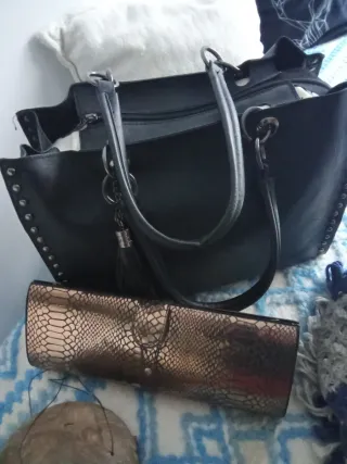 Bolso Bosi Piel Marrón y Multicolor