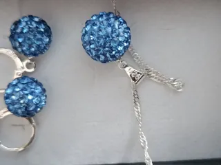 Conjunto collar y pendientes plata azul