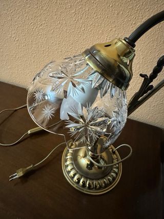 Juego 2 Lámparas Cristal Bohemia Metal Dorado