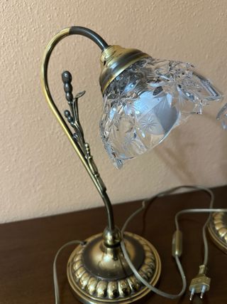 Juego 2 Lámparas Cristal Bohemia Metal Dorado