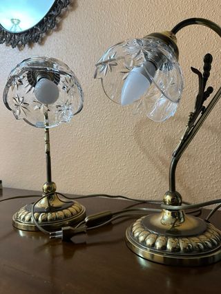 Juego 2 Lámparas Cristal Bohemia Metal Dorado