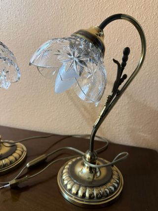 Juego 2 Lámparas Cristal Bohemia Metal Dorado