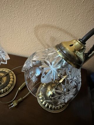 Juego 2 Lámparas Cristal Bohemia Metal Dorado