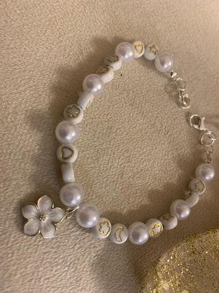Bracciale perline fiore charms luna stelle