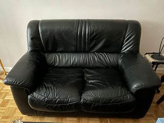 Sofá de piel negro 2 plazas