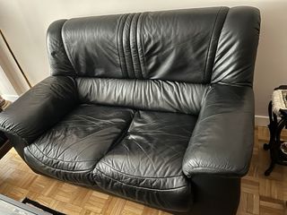 Sofá de piel negro 2 plazas