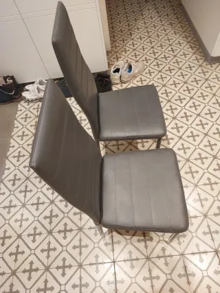 2 Sillas Polipiel Gris