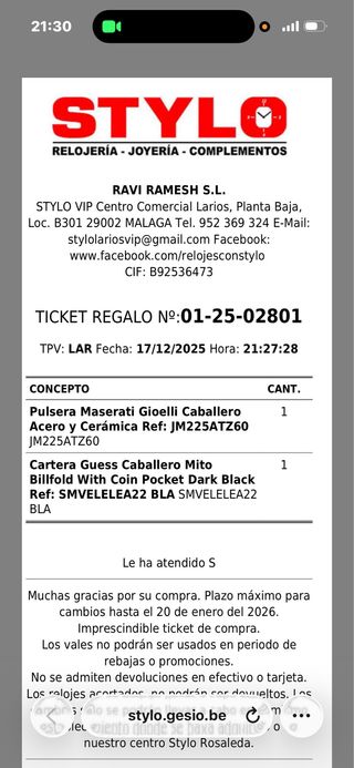 Guess(cartera)￼  Maserati (pulsera)￼