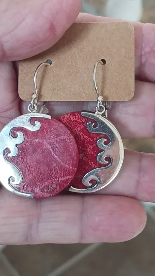 Pendientes Plata y Nácar Manzana Rojo