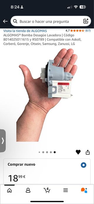 Bomba desagüe lavadora Askoll M325