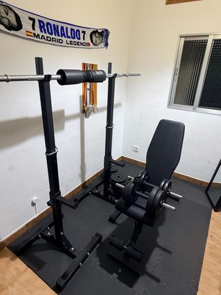 Set Gimnasio Banco, Mancuernas, Barra, Rack