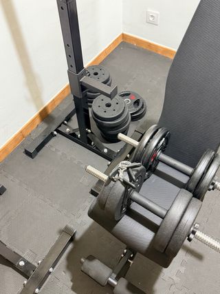 Set Gimnasio Banco, Mancuernas, Barra, Rack